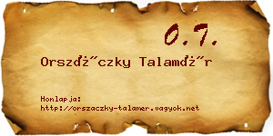 Orszáczky Talamér névjegykártya